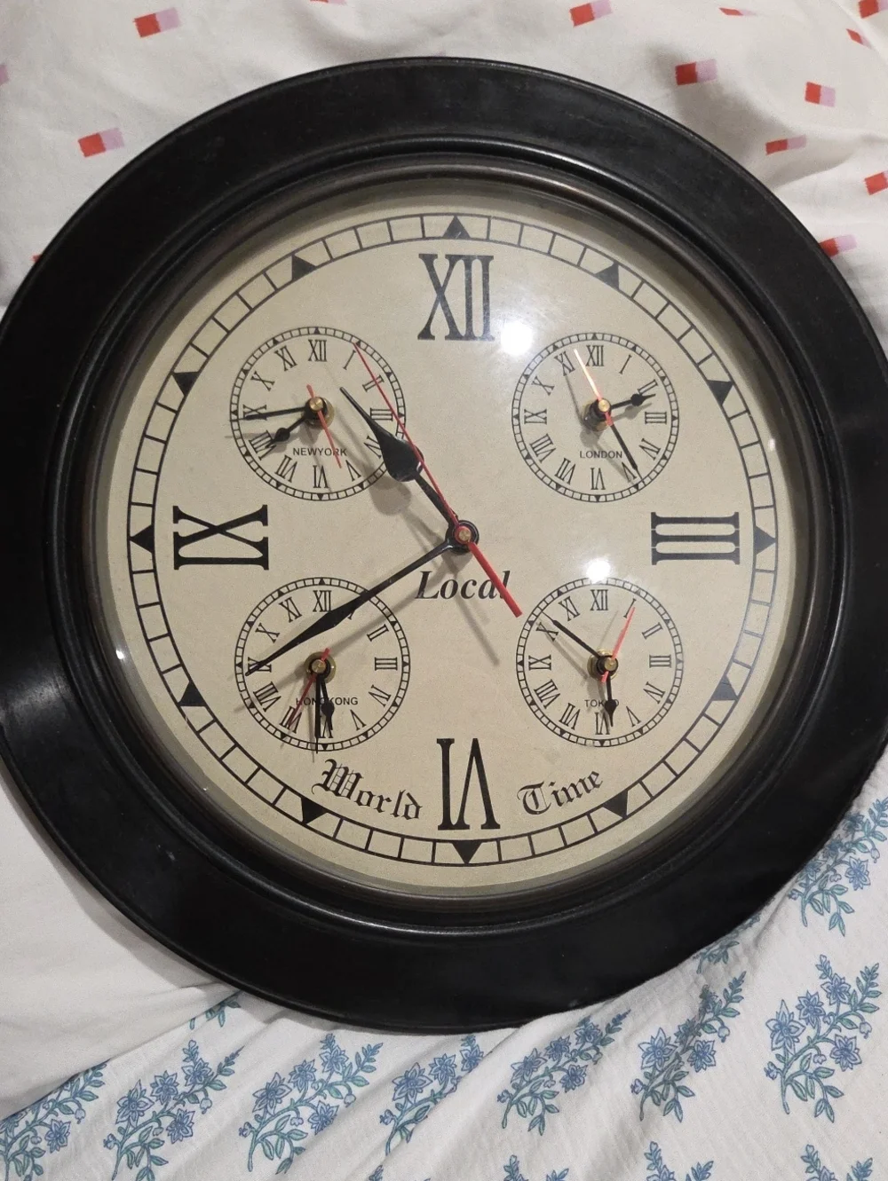 World Time Wall Clock in Black